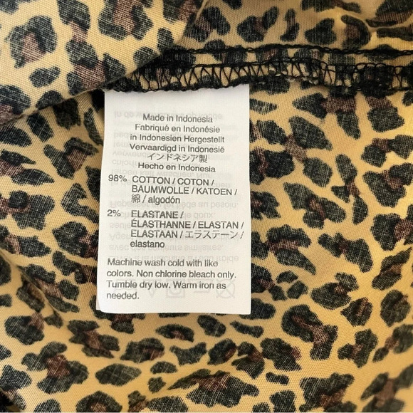 J Crew Curvy Leopard Print Button Up Blouse 4T Cotton Long Sleeve Office Career - Picture 9 of 13